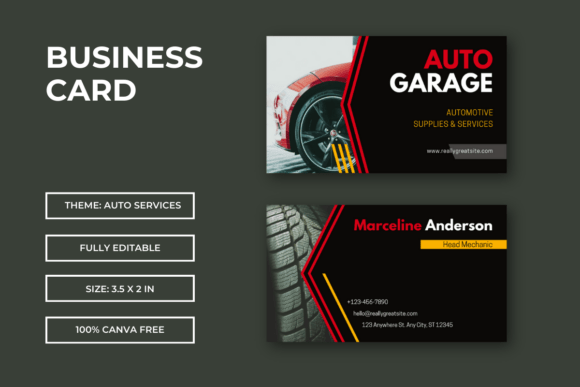 Auto Service Business Card Template