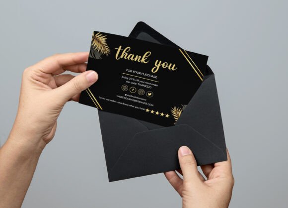 Black Minimalist Thank You Card: A Simple yet Elegant Way to Show Gratitude