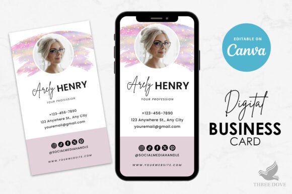 Colorful Glitter Digital Business Card