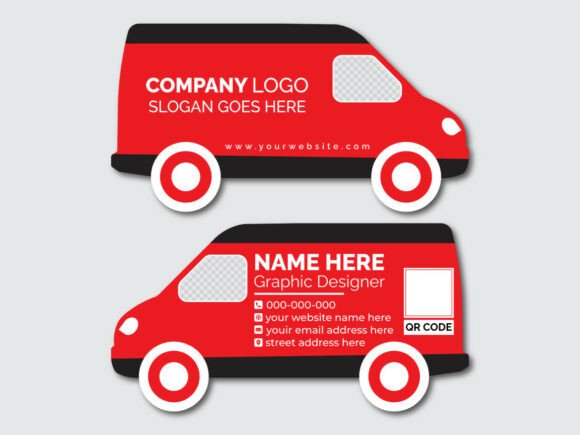 Die-Cut Van Shaped Business Card Design