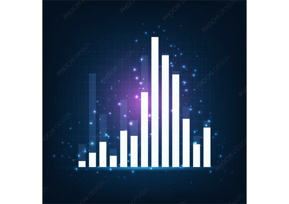 Glowing Growth White Bar Graph Business: A Visual Representation of Digital Economy Progress
