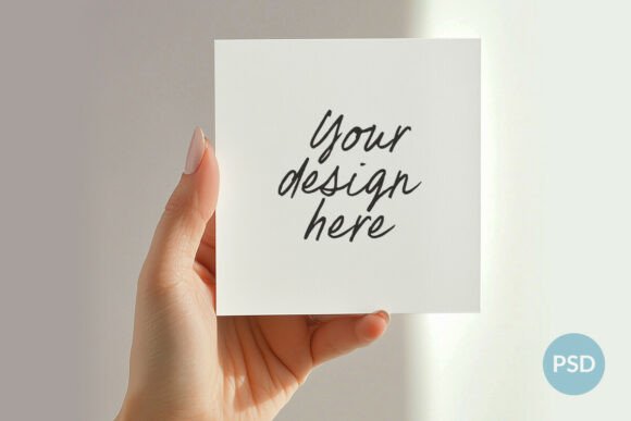 Hands Holding Square Card Mockup