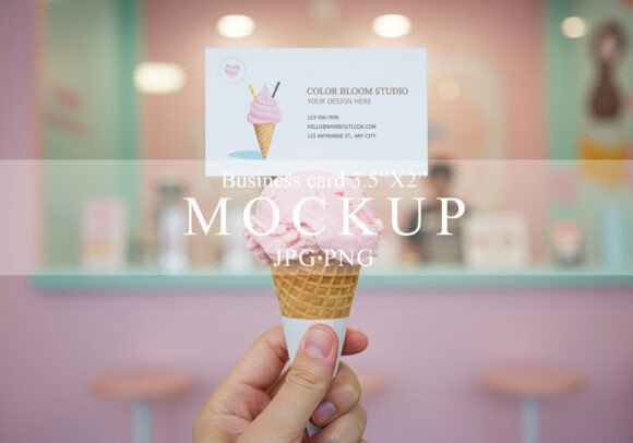 Ice Cream Business Card Mockup JPG PNG