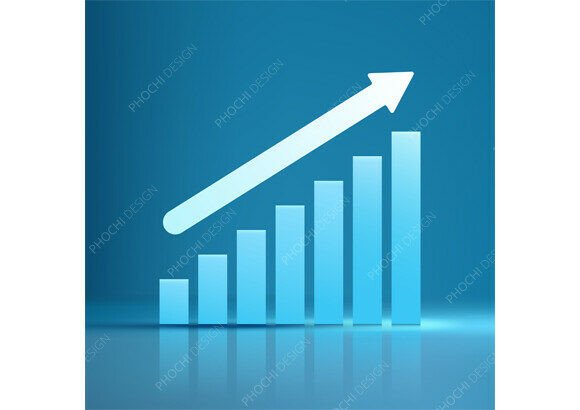 Modern 3D Blue Bar Chart Graph Business