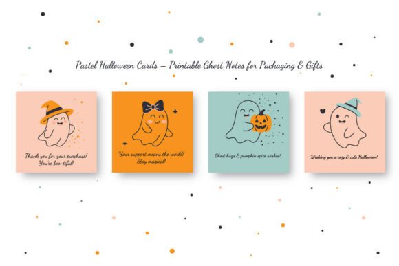 Pastel Halloween Cards, Vector Set