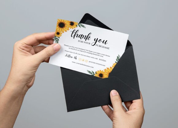Sunflower Minimalist Thank You Card: A Simple yet Sophisticated Tool for Professional Communication